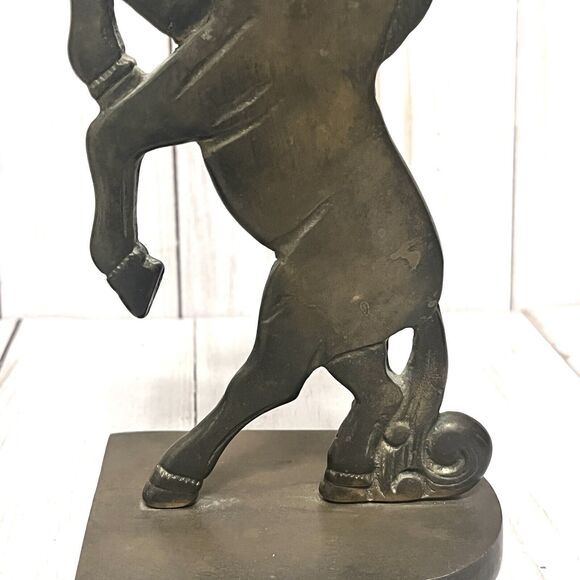 Vintage Pair of Solid Brass Unicorn Bookends Magic Horses 7.5” - Picture 3 of 10